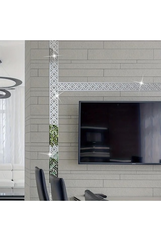 Oymalı Desen Pleksi Ayna 20x5cm 12 Adet - Silver Diğer