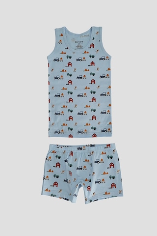 Defne Baby Erkek Çocuk Premium Pamuklu Çiftlik Desenli Penye Atlet & Boxer Takımı Beyaz