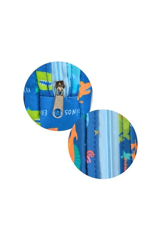 Temel Dinozor Desenli Lacivert Tek Gözlü Kalem Çantası Çok Renkli