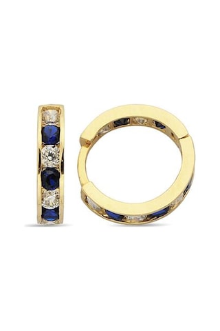 Altın Lacivert Taşlı Çocuk Küpe - 722000016828 Sarı Altın