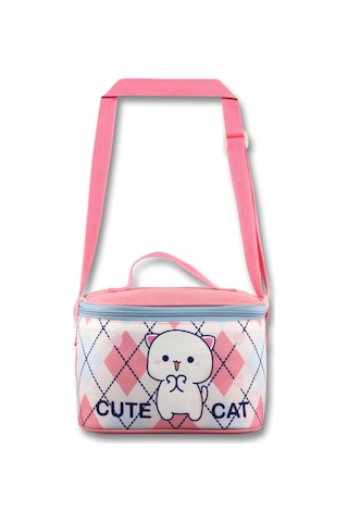 Ümit Çanta Termoslu/ısı Yalıtımlı Beslenme Çantası - 5025 - Love Cute Cat, Beyaz Pembe Kız Çocuk Beyaz - Pembe