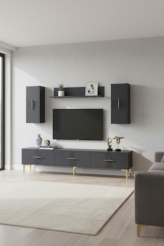 Tvr1832ag Slim Tv Ünitesi Takımı Antrasit-gold 180cm