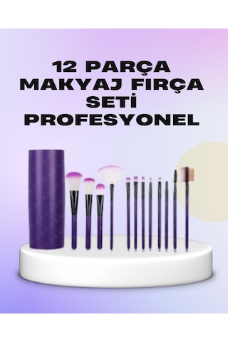 Ergonomik Saplı Fiber Kıllı 12'li Makyaj Fırça Takımı Göz Ve Ten Makyajı İçin Uygun 96673622
