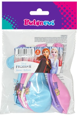 Frozen Baskılı Pastel Renkli Balon 8 Adet Çok Renkli
