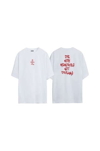 Thewert Unisex Die With Memories Not Dreams Ön Arka Baskılı Beyaz Oversize T-shirt