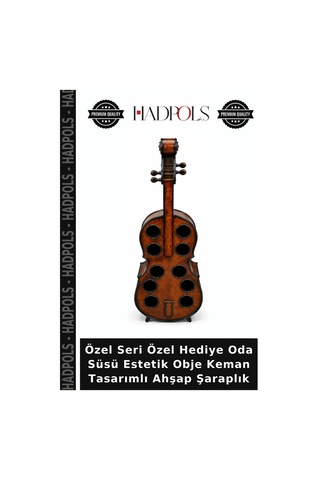 Özel Seri Özel Hediye Oda Süsü Estetik Obje Keman Tasarımlı Ahşap Şaraplık