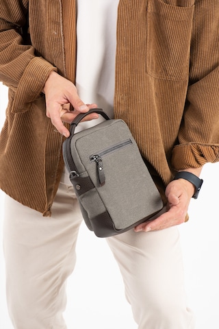M 422 Mega Bag Erkek Portföy Omuz Çantası Gri-kahve