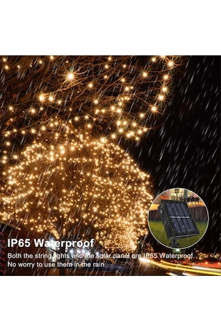 Sge Teknoloji Güneş Enerjili 100 Led 12 Metre Sarı Renk Bahçe Ayd Çok Renkli