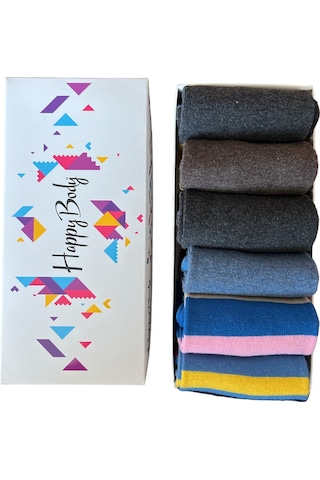 Happy Body Çorap Art.13333 Penye 6lı Set Erkek Soket Özel Kutulu Çok Renkli