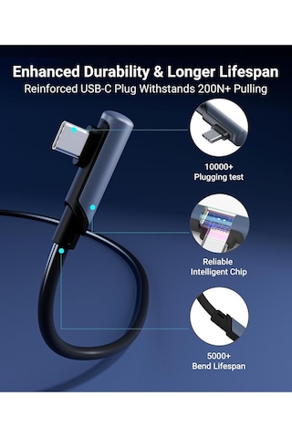 5 M Usb-c Vr Kablo Quest2/quest Pro/pico 4 Uyumlu Yüksek Hızlı Bağlantı Kablosu Siyah