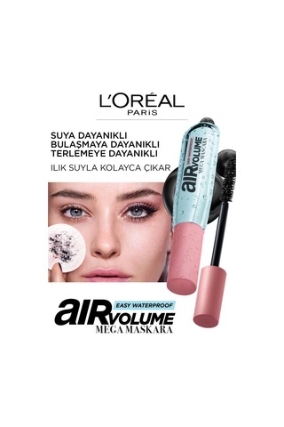 L'Oreal Paris Air Volume Mega Easy Waterproof Suya Dayanıklı Maskara Siyah