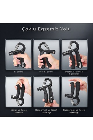 Ayarlanabilir Sayaçlı El Yayı Bilek Ön Kol Kavrama Güçlendirici Siyah