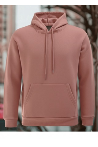 Feydi Unisex İçi Polarlı Kapüşonlu Sweatshirt Öpücük Baskılı Gülkurusu