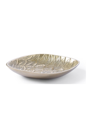 Yargıcı Yaprak Formlu Metal Dekoratif Kase 10x11x2 Cm 26knha1012n St