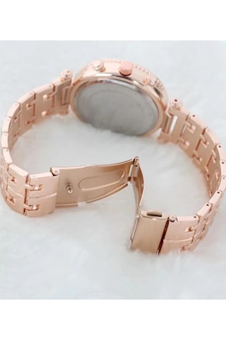 Zarif Ve Şık Özel Tasarım Zirkon Taşlı Metal Bayan Kol Saati Rose Gold