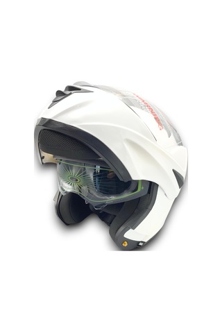 Motosiklet Vrt - Çene Açılır Kask Md-808 Beyaz