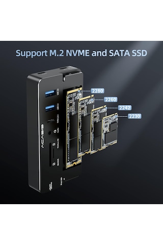 Acasis CM073S 10in1 USB,HDMI,PD100W,LAN,Type-C Dock+Disk Kutu