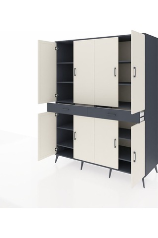 Kronos Gardrop 10 Raflı 2 Çekmeceli 8 Kapaklı 176x59x221 Antrasit-aytaşı/antrasit Aytaşı/antrasit