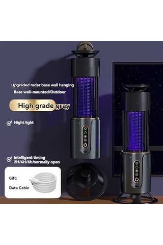 Motion003 Gri Şarj Edilebilir 2si 1 Arada Böcek Kovucu Ve Gece Lambası Ev Ofis İçin