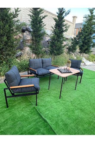Duru Balkon, Bahçe, Cafe, Teras, Metal Koltuk Takımı 2 1 1 Masalı
