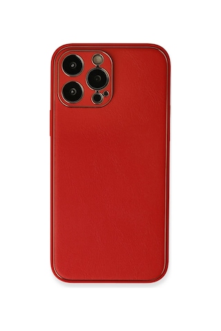 Newface - 357 - İphone 13 Pro Kılıf Coco Deri Silikon Kapak - Csmo-tex - - Kırmızı