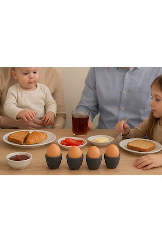 Dörtlü Gri Modern Yumurtalık Seti