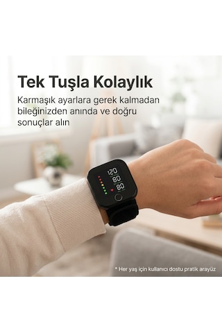 Akıllı Bilekten Tansiyon Aleti - Dijital Led Ekranlı, Şarj Edilebilir