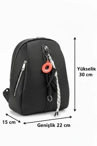 Kadın Sırt Çantası Su Geçirmez Siyah Deri Siyah