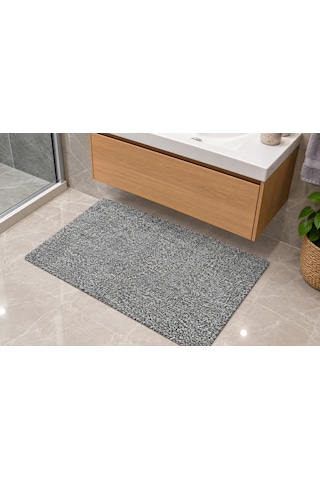 Queens 65x80 Cm Gri Yıkanabilir Kaymaz Tabanlı Banyo Paspası