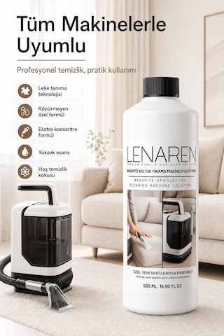 Lenaren Washrite Halı Ve Koltuk Yıkama Makinesi Şampuanı 500 Ml Konsantre Leke Çıkarıcı Etkili Düşük Köpüklü Döşeme Temizleyici Tekli