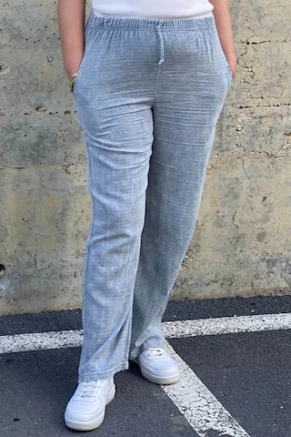 Mia Butik Kadın Gri Keten Pantolon Gri