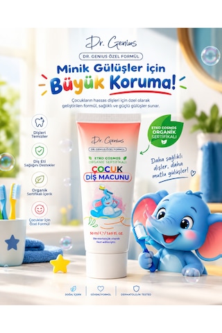 Dr. Genius Özel Formül Organik Sertifikalı Çocuk Diş Macunu - 50ml Diş Hassasiyeti