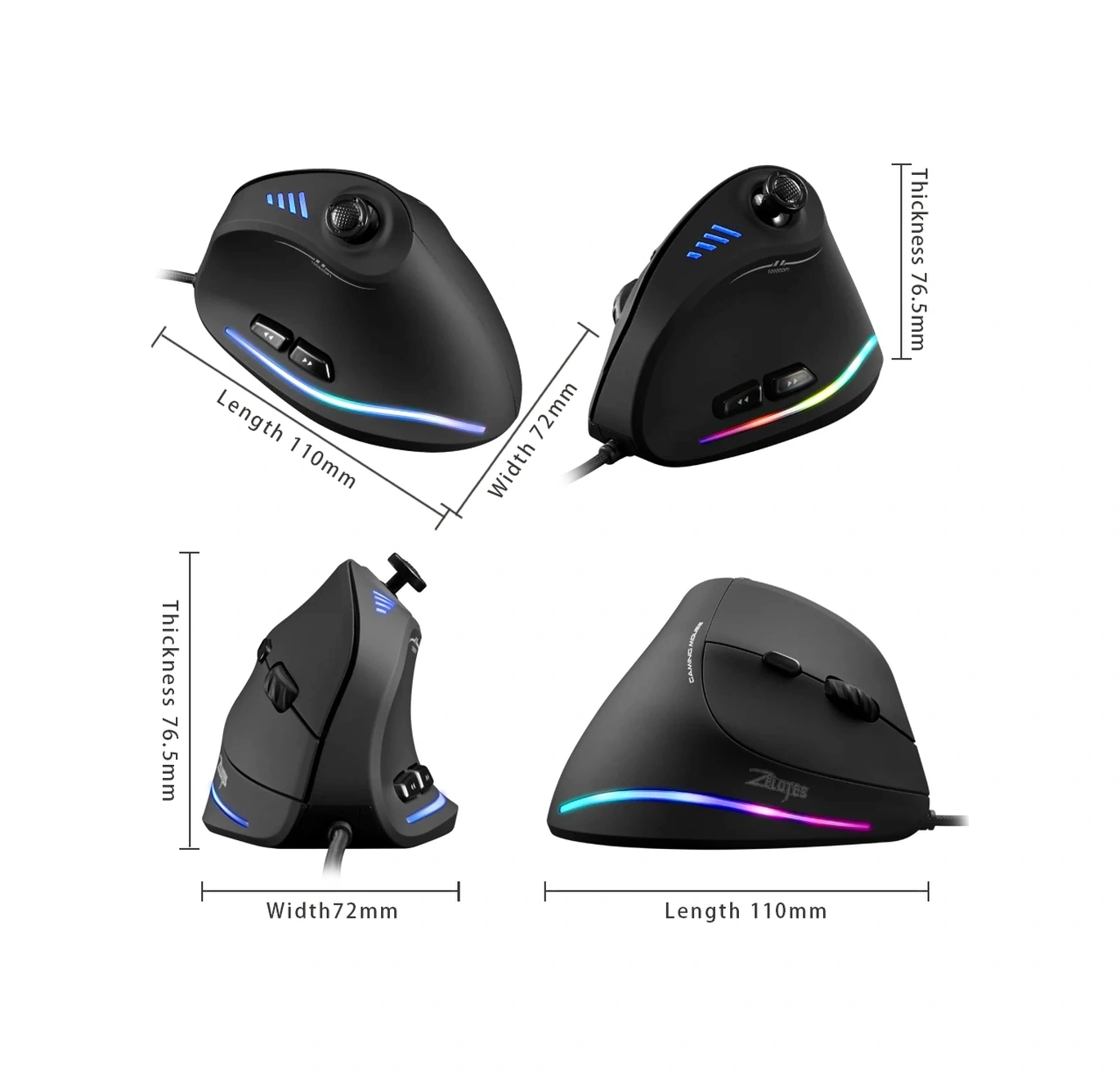 Sones Zelotes C18 11 Tuşlu Rgb Dikey Tutuşlu Ergonomik Joystick Programlama Oyun Kablolu Fare Diğer