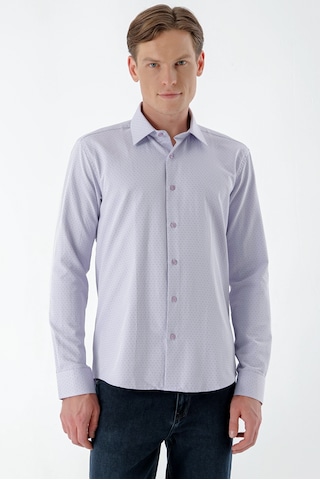 Morven Erkek Lila Dobby Armür Slim Fit Gömlek 23mc004145350 Lila