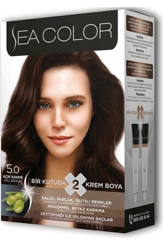 2 Tüp Krem Saç Boyası Seti Açık Kahve No:5.0