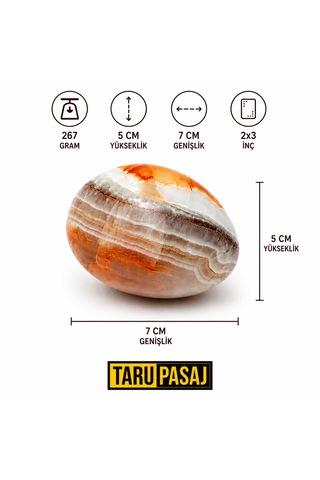 Oniks Doğal Taş Yumurta Obje El Yapımı Dekoratif Taş Biblo 2x3 İnç Kırmızı