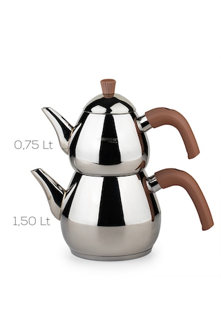 Porsima 1028-1 Damla Bakalit Kulp Orta Boy Paslanmaz Çelik Çaydanlık Takımı - Rose - 0.75-1.50lt Diğer