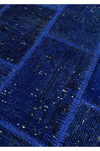 Modern Bohem Stil Vintage Halı Yolluk Özel Tasarım Patchwork Koleksiyonu Lacivert