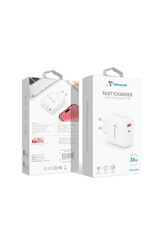 Teknonet Tn-hch13 33w Hızlı Şarj Adaptörü Beyaz