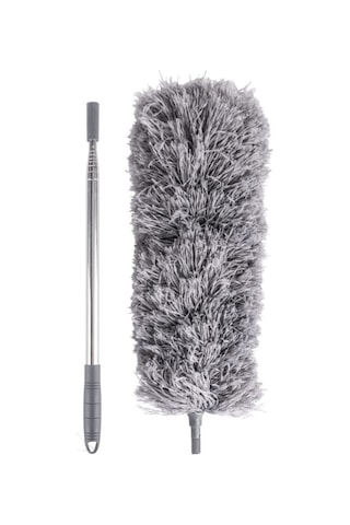 Teleskopik Saplı Toz Alma Mopu 240 Cm, Uzatılır Duvar Tavan Yer Temizleyici Mikrofiber Tozucu F277 Gri