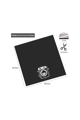 Valerine Life Çamaşır Kurutma Makinesi Örtüsü Matı Kaymaz Sıvı Geçirmez Koruyucu Yıkanır Ped 60x60cm 27240602 Siyah