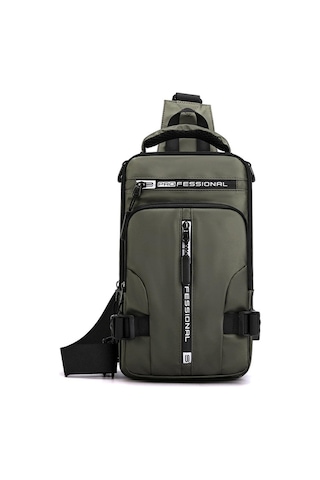 Moveevo Erkek Usb Şarjlı Sırt Çantası, Su Geçirmez Nilon, Çoklu Cepli, Kol/omuz Taşıma, Seyahat/moda, Yeşil Yeşil