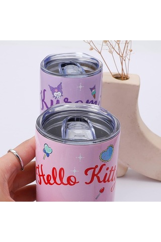 Hello Kitty Kapaklı -pipetli Paslanmaz Çelik Kupa-1957