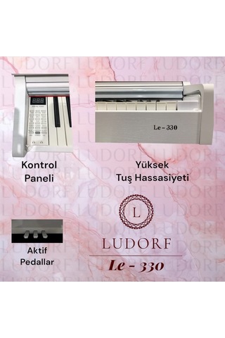 Ludorf Le 330 Siyah Profesyonel Dijital Piyano 88 Tuşlu Tuş Hassasiyetli +tabure / Kulaklık Beyaz
