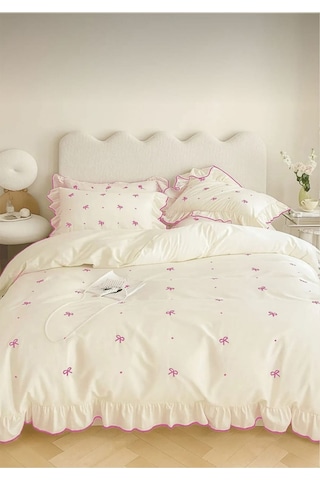Uçkan Home %100 Pamuk Soft Elegance Çift Kişilik Nevresim Seti Pembe --UH-00057