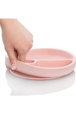 OiOi Porsiyon Vakum Tabanlı Silikon Tabak Pinky Pink Pembe