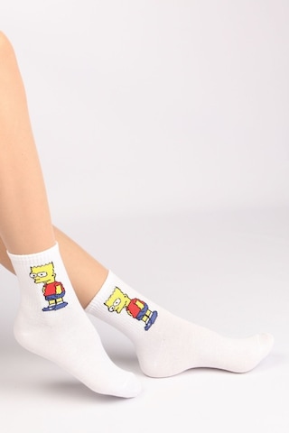 Socks Stores Erkek Çorap Soket Uzun Corap Renkli Desenli Çoraplar Beyaz