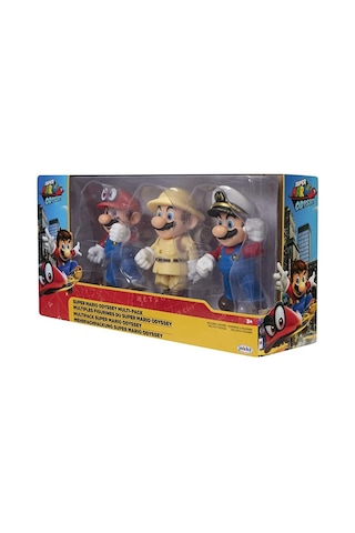 Süper Mario Odyssey 3'lü Paket Aksiyon Figürleri - Kaptan Mario, Explorer Mario Ve Mario İle Cappy