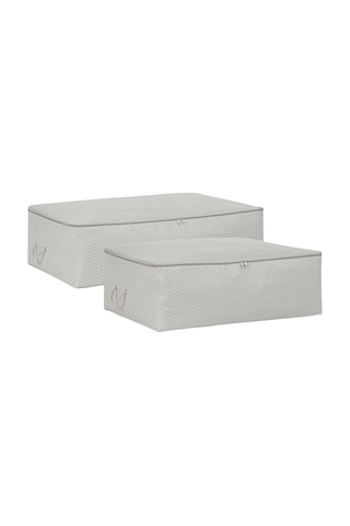 Ocean Home Textile 2'li Gri Balıksırtı Baza Altı Hurç Set