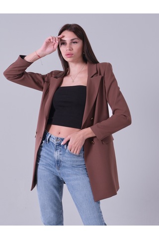Feminist Açık Kahverengi Astarlı Düğme Kapamalı Blazer Ceket 0105123